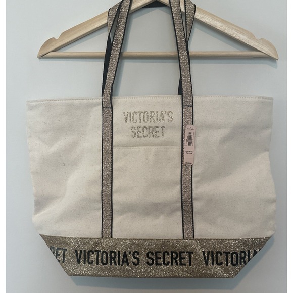 Victoria's Secret Handbags - NWT Victorias Secret Beige/Gold  Travel Tote Bag